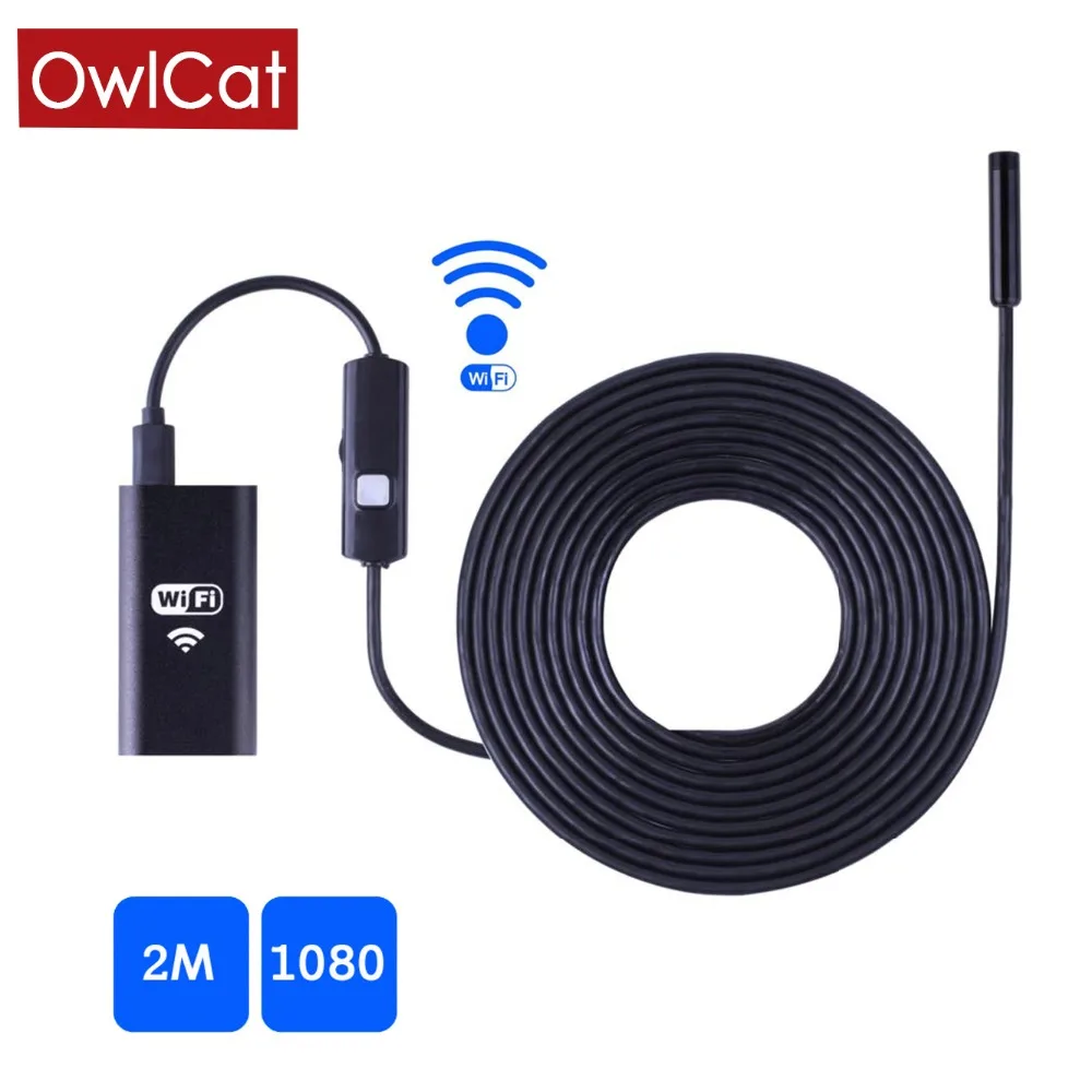 OwlCat 8 мм Объектив Wifi Android Iphone Беспроводной эндоскоп камера 2 м Водонепроницаемая