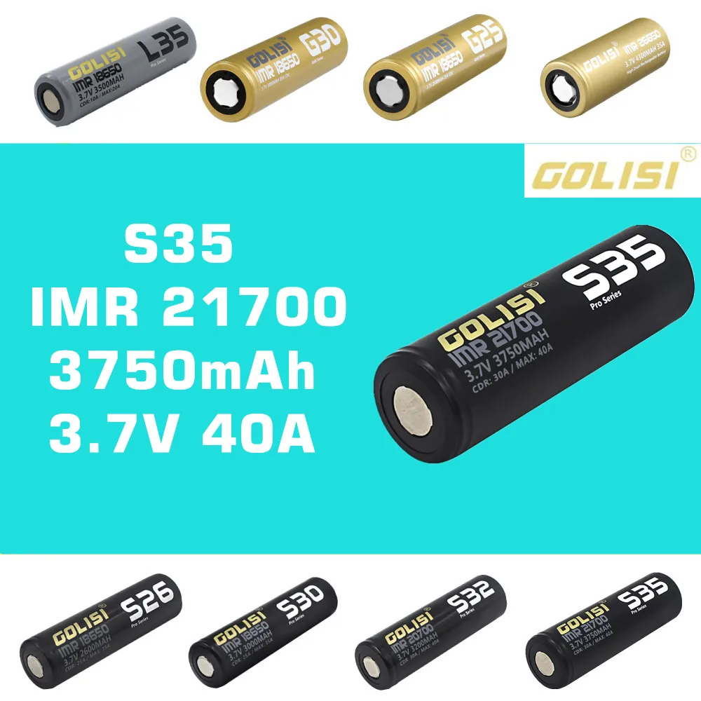 2 шт. всех моделей GOLISI перезаряжаемый 3,7 в литиевый аккумулятор IMR 18650 26650 20700 21700 для E-CIG фонарик налобный фонарь - Цвет: S35