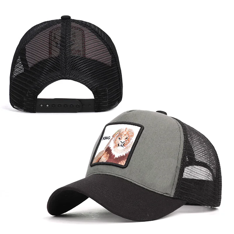 Модные Олень Вышивка животного бейсболки шапка в виде петуха обувь для мужчин и женщин Универсальный Регулируемый папа водителя грузовика сетки шляпы с сеткой тени - Цвет: Gray-KING