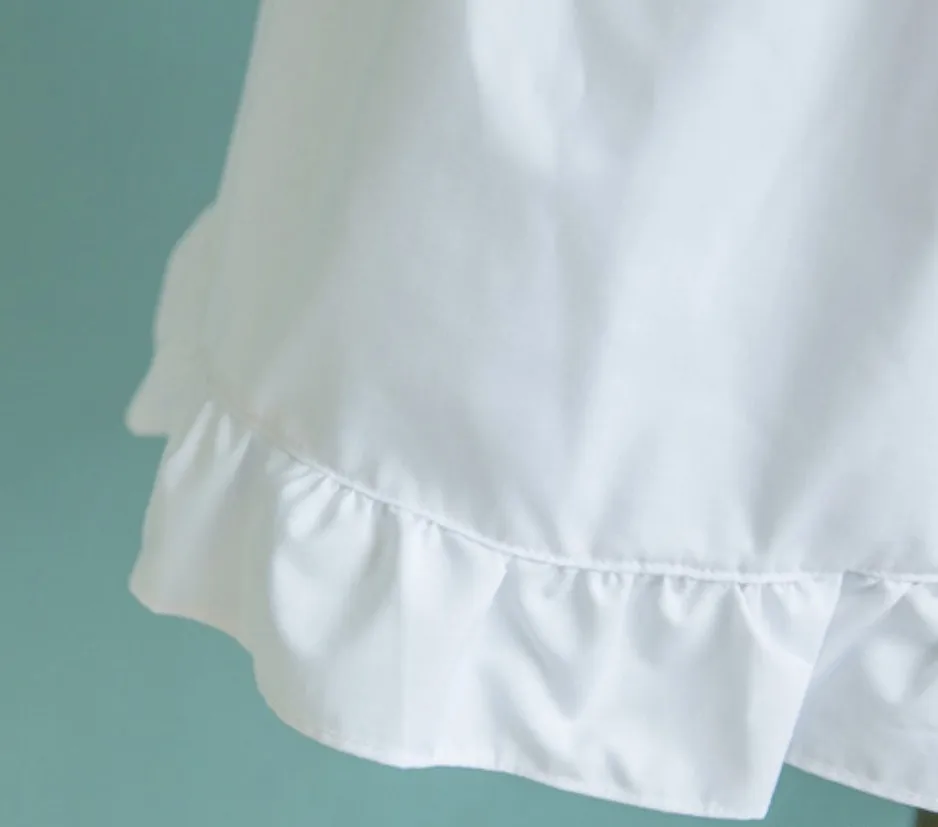 MagiDeal Victorian Style Japanese Style Elegant Victorian Pinafore Apron Maid Lace Smock Costume Ruffle Cute Pockets White