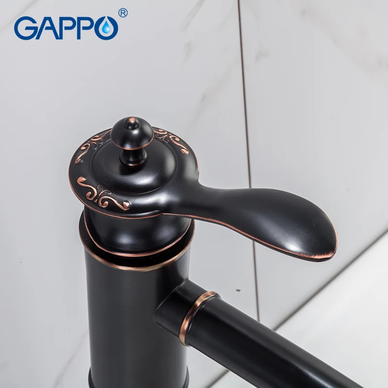 GAPPO смесители для раковины черный высокий водопад Сантехника из латуни краны на бортике ванной кран воды краны