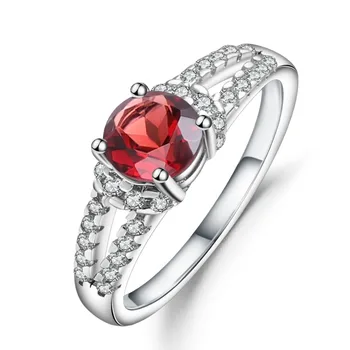 

GEM'S BALLET Real 925 Sterling Silver Vintage Wedding Rings 1.05Ct Natural Red Garnet Gemstone Ring for Women Fine Jewelry Gift