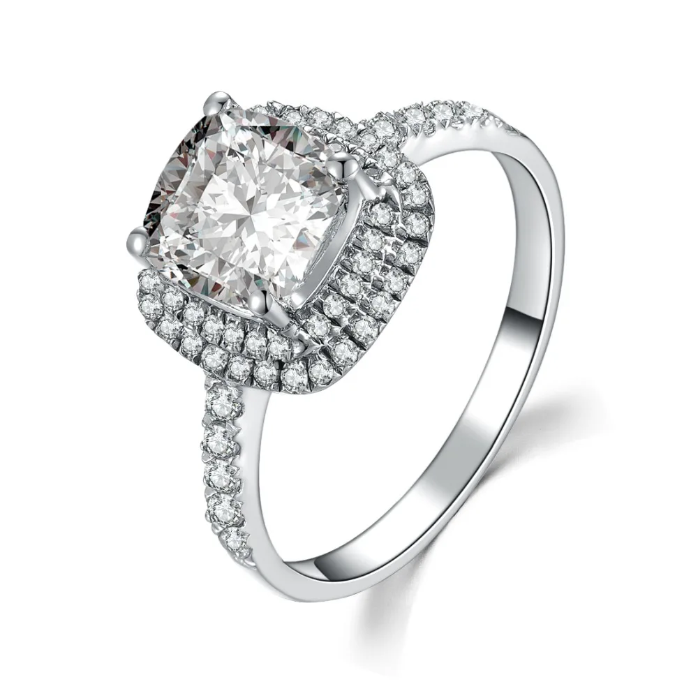 Sterling Silver in 18K White Gold Plated Fabulous 2Ct PT950 Stamped