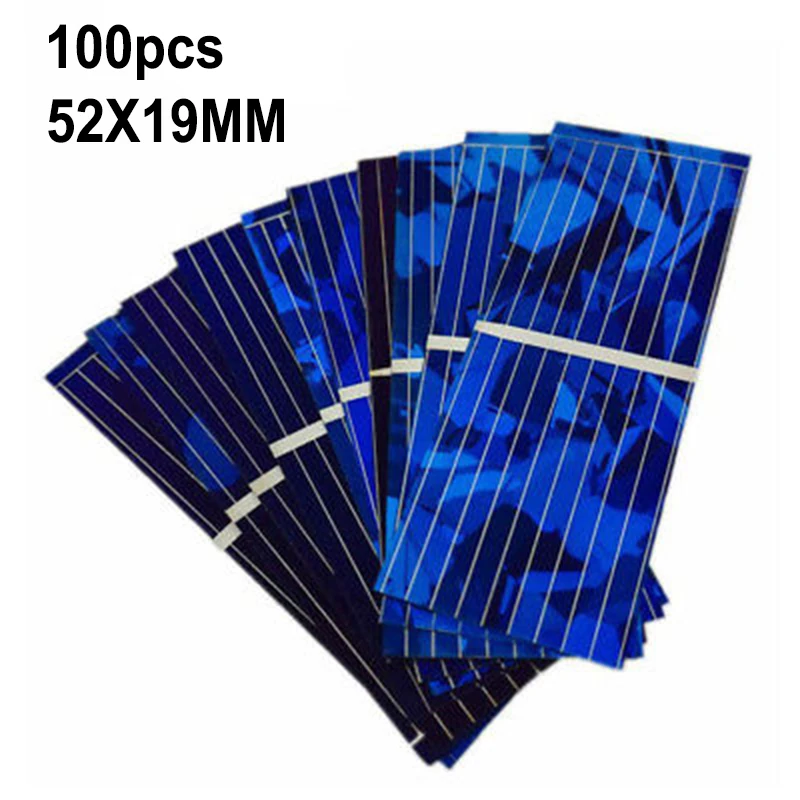 100* солнечная панель Solars Cell 0,5 V 320mA 52x19mm DIY Зарядка батареи прочный верх