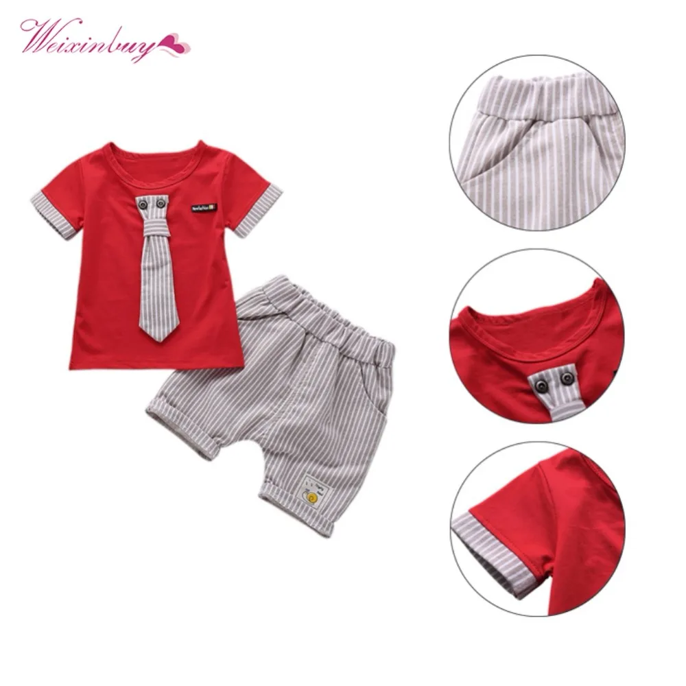 

WEIXINBUY Boys Suits Newborn Baby Boy Clothes Set 1-4 Years Striped Summer Children Clothing 2018 Summer