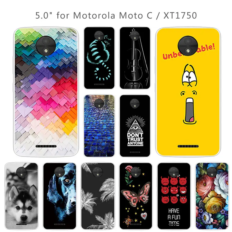 Чехол для Motorola Moto C задняя панель из ТПУ силиконовые чехлы телефонов XT1750 XT1754 чехол