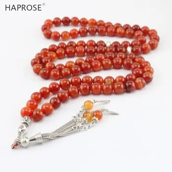 

Tesbih 99 beads Islamic Muslim Tasbih Allah Rosary Natural red 6-10mm stone Fine Allah Jewelry Bracelet Free Shipping