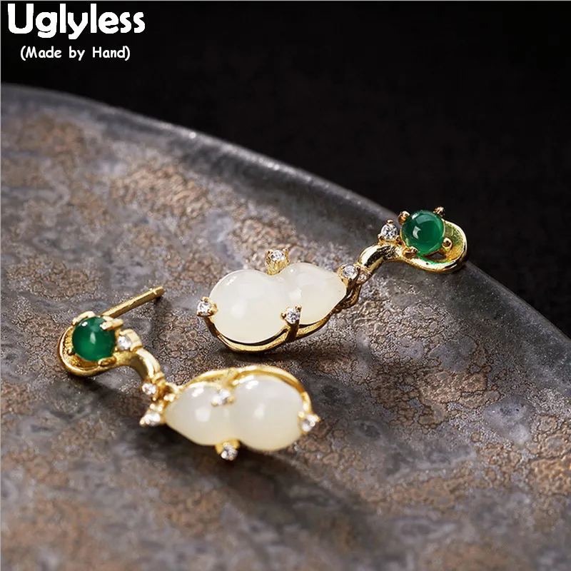 925 Sterling Silver Line Plain Earrings With Natural Stones