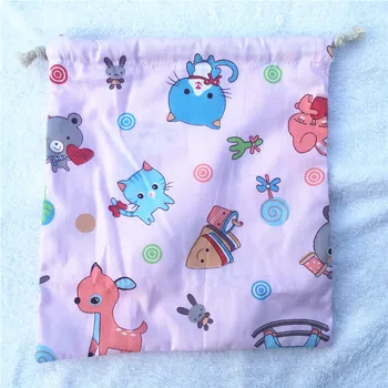 

1pc Cotton Twill Drawstring Sorted Organiser Party Gift Bag Printed Animals Cat Gifaffes YL