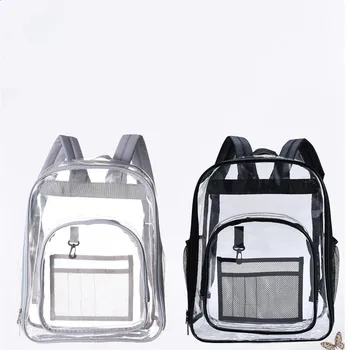 

OEM 2019 Women Clear Transparent PVC Backpack for Adults and Students See Through schoolbag Knapsack Casual Daypack Backpack