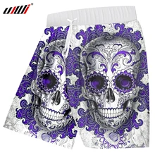 UJWI мужские шорты белые летние Харадзюку 3d печать цветок шорты с черепом мужские хип хоп фитнес пляжные шорты быстросохнущие полиэстер