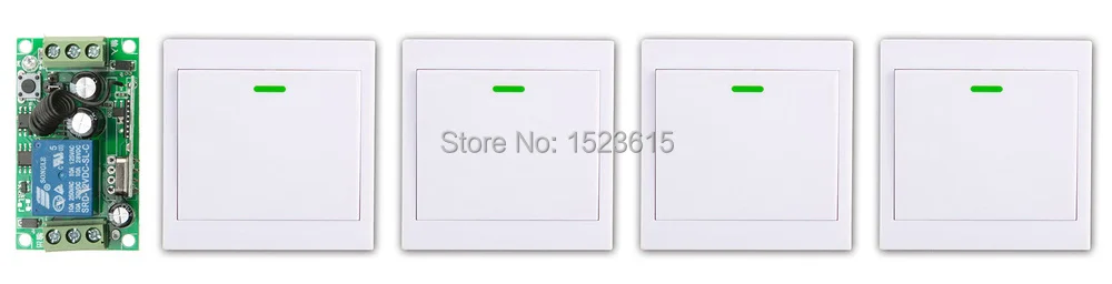 

New DC12V 1CH 10A RF Wireless Remote Control Switch System receiver & 4*White wall Panel Sticky relay Remote Smart Home Switch
