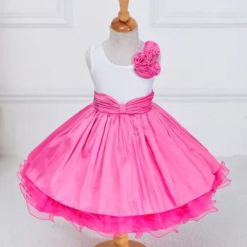 

2019 new single shoulder rose flower girls dress sleeveless kids party dresses for girls