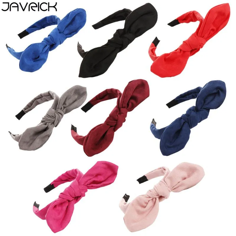 

Korean Women Cute Large Rabbit Ear Bowknot Headband Solid Color Fresh Style Thin Hair Hoop Velvet Cloth Wrapped Styling Headwear