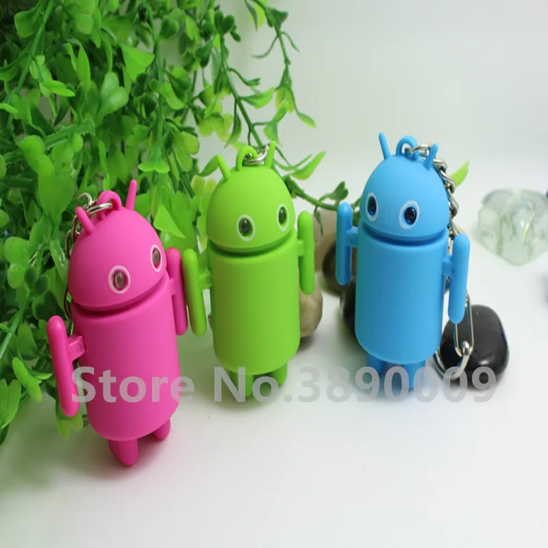 3 цвета Android Робот СВЕТОДИОДНЫЙ брелок звук и свечение рекламные подарки сумочка кулон маленький брелок с фонариком