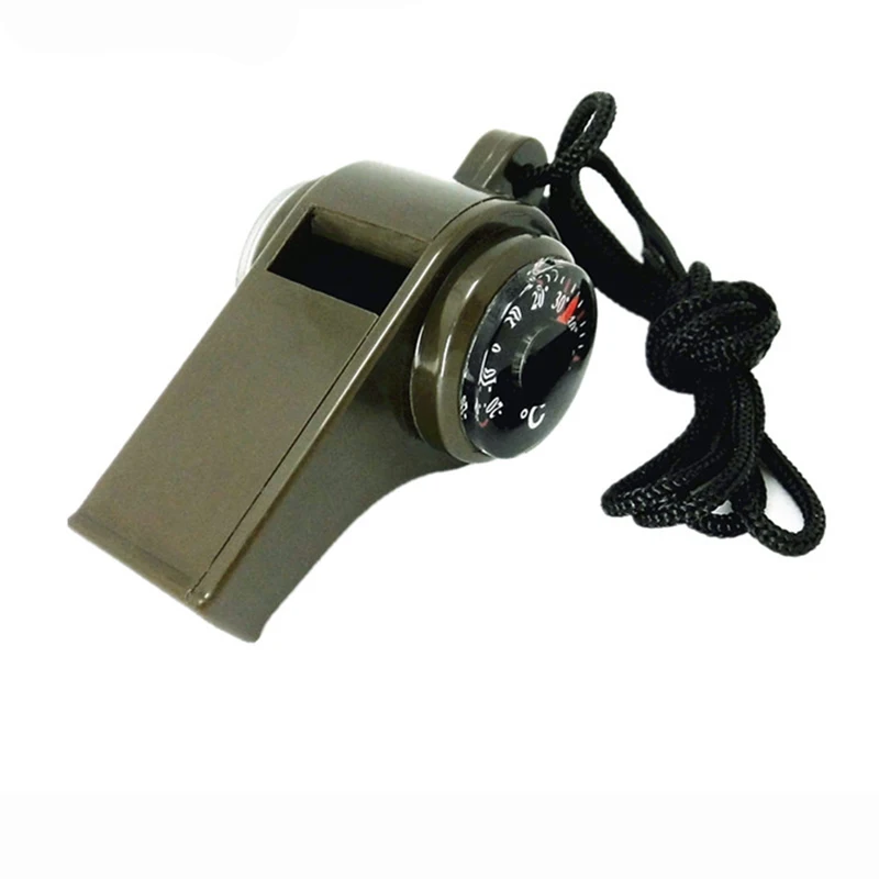 

Three-in-one Whistle Compass Thermometer Multi-purpose Whistle Outdoor Life-saving Whistle Travel Hiking EDC Tool