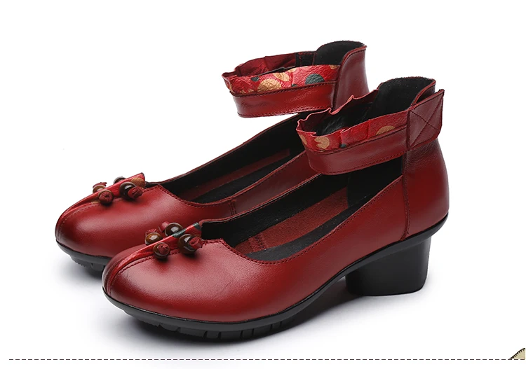 Rushiman обувь 100% г. женская обувь из натуральной кожи Женские туфли-лодочки круглый носок на платформе с закрытым носком обувь размер 35-41