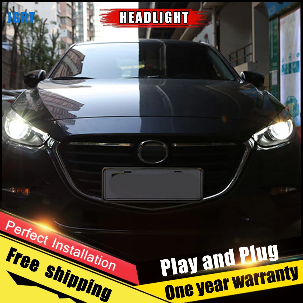2 шт. автомобиль Стиль светодиодный фары для Mazda 3 Axela 2017 фара Объектив Двойной Луч
