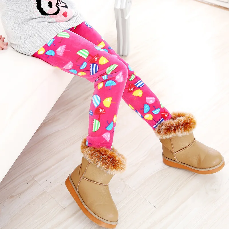 Зимние леггинсы для девочек; детские штаны; Детские плотные теплые эластичные штаны; яркие полосатые брюки всех цветов радуги