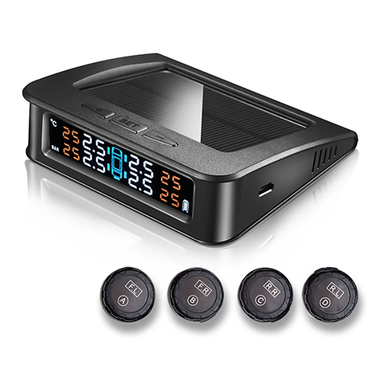 

HESITE Car TPMS Tire Pressure External Sensor Monitoring System HD Digital LCD Display Wireless Smart Tire Pressure Alarm