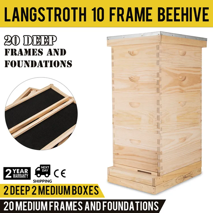 

Lang Box Bee Hive 10 Frame 2 Deep 2 Medium (Includes all Frames & Foundations)