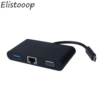 

thunderbolt usb type-c hub VGA ethernet rj45 usb3.0 usb c charging 5in1 adapter cable converter for macbook pro Dell XPS