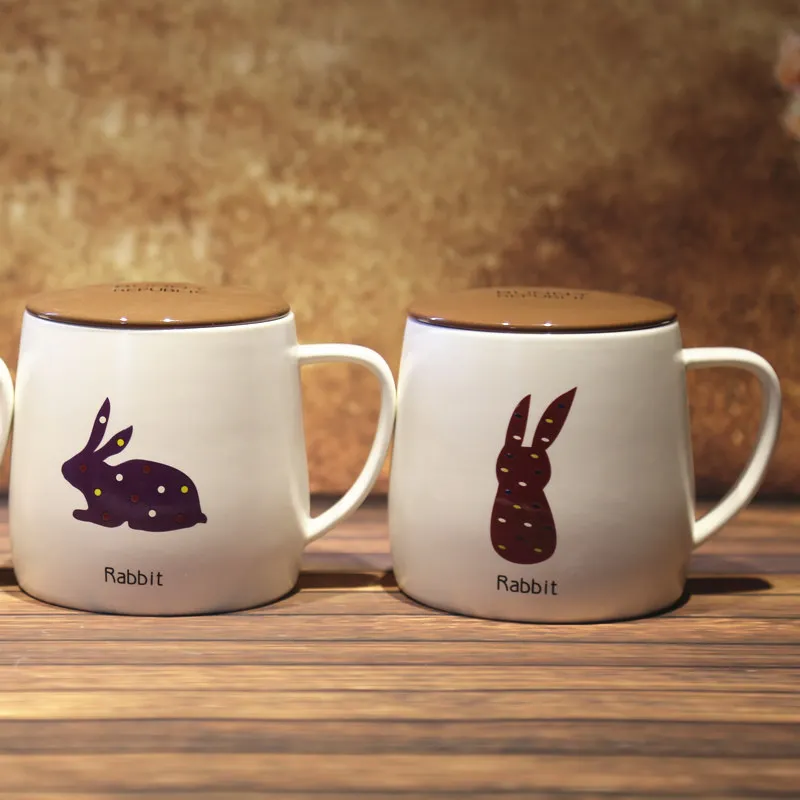 Logo Rabbit керамическая кружка с бумажной отделкой крышкой милые кружки для кофе