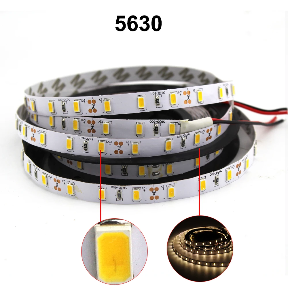 

Led Strip Light tape 5630 5730 2835 3528 300led 5m non waterproof DC 12v 3000k 6500k White Warm White Red Blue Green