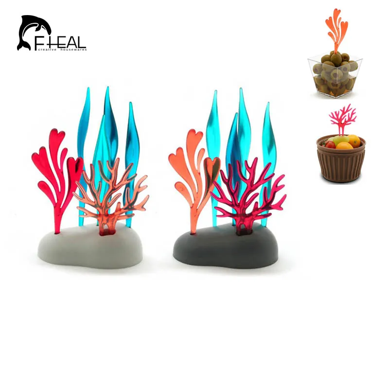 

FHEAL New Arrivals Flatware Coral Fruit Forks Set Small Fruit Sign Dessert Tableware Cake Forks Fork Kitchen