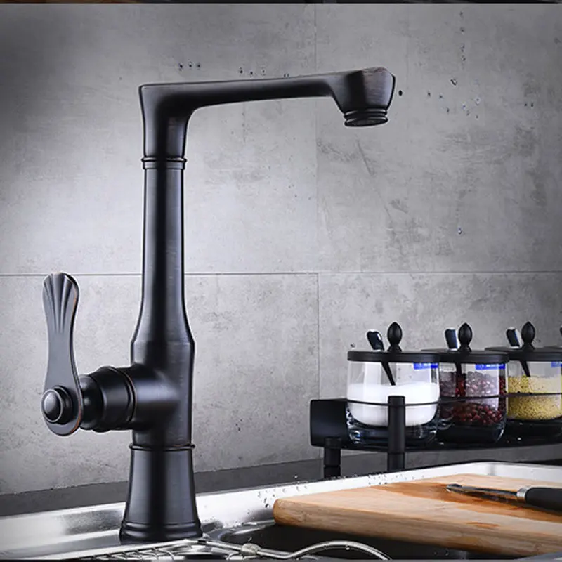 

Black kitchen faucet all copper European bathroom washbasin washbasin toilet cold and hot water faucet can rotate