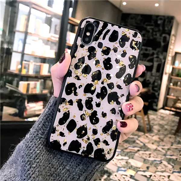 b TRISEOLY Роскошные Золотые Фольга Leopard чехол для iPhone 7 8 чехол для iPhone X XR XS Max Мягкий ТПУ чехол для iPhone 6 6 S плюс Капа - Цвет: b