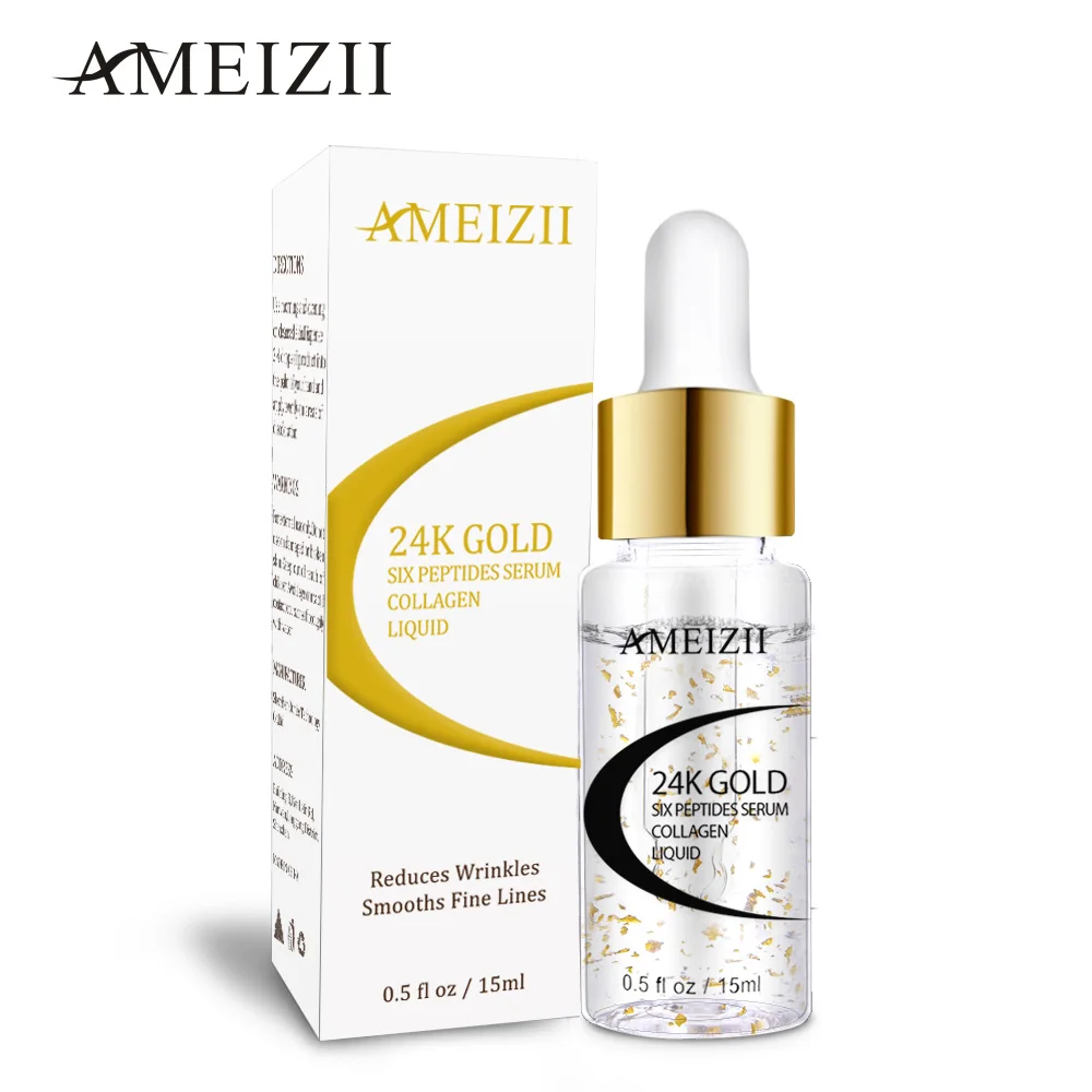 

AMEIZII Hyaluronic Acid Serum 24K Gold Six Peptides Serum Snail Essence Moisturizing Anti Wrinkle Aging Collagen Skin Care