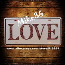 [Mike86] любовь Романтический автомобиль Номерные знаки для мотоциклов Винтаж доска стены декор из металла живопись Паб Бар подарок любовника d-169 смешанный заказ 30*15 см