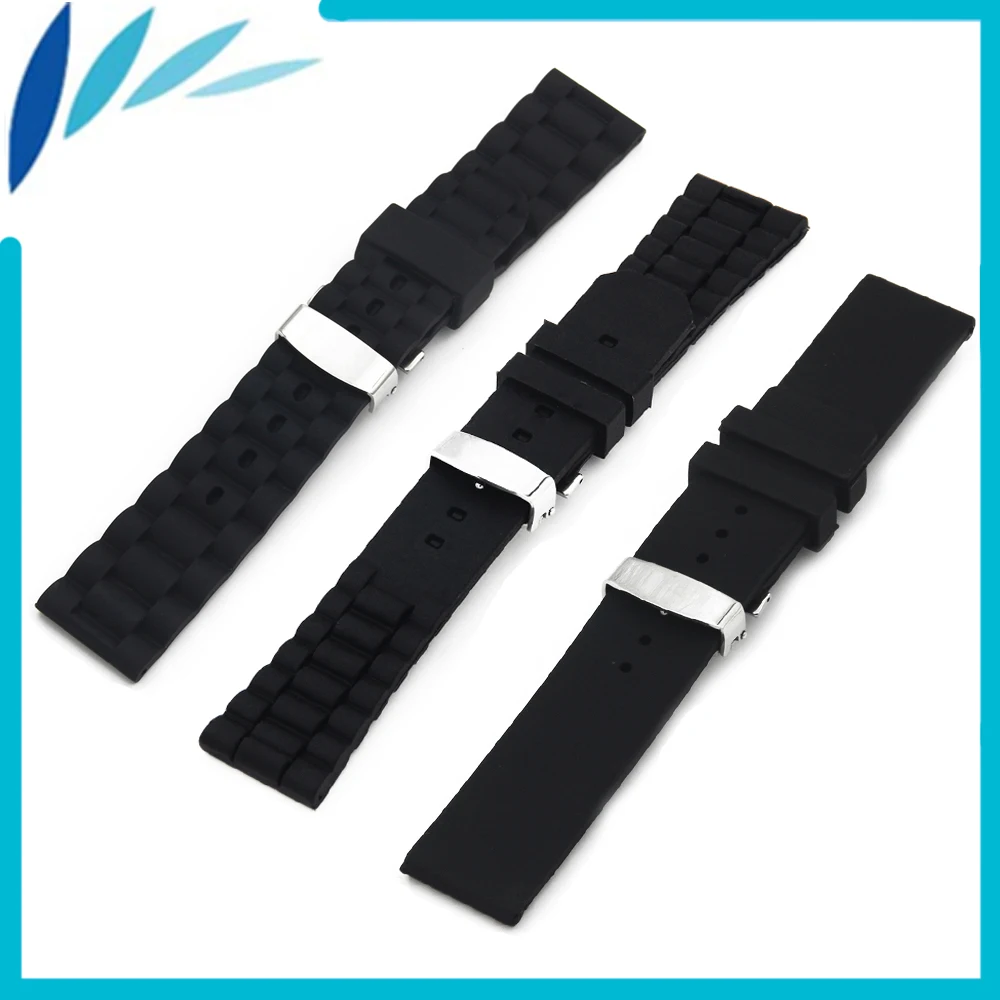 Silicone Rubber Watch Band 20mm 22mm 24mm Diesel Hidden Clasp Strap
