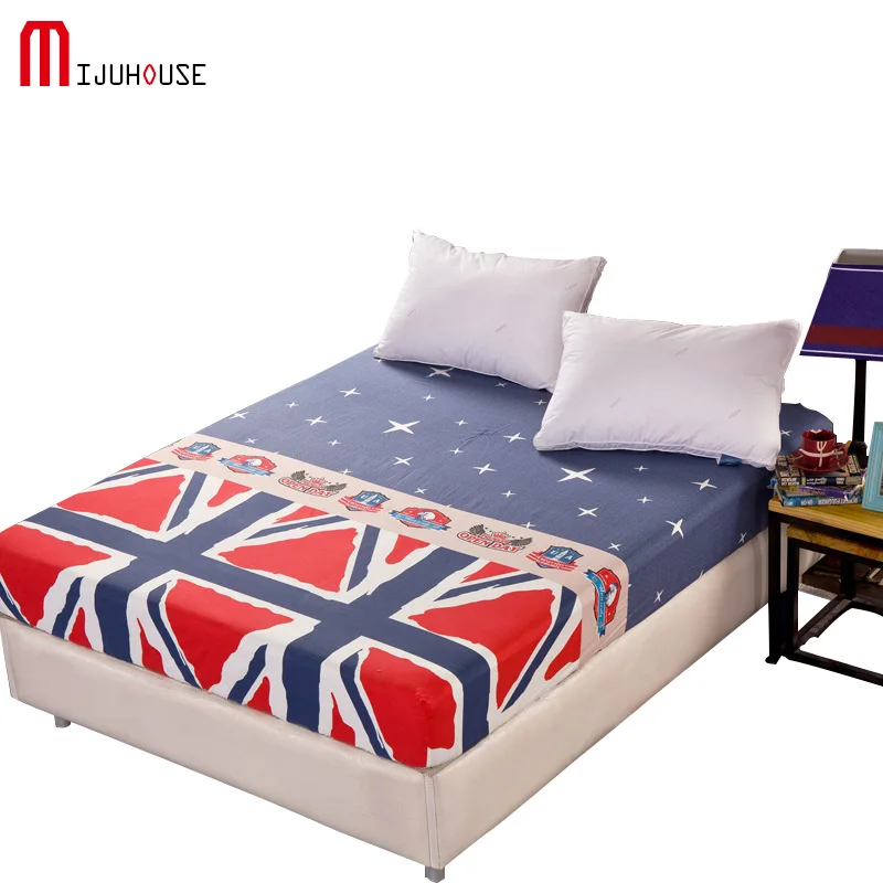 

100% Cotton Fitted Sheet Plaid Stripe With Elastic Bed Sheet Bedspread Mattress Protective Sheet Cover Twin/Full/Queen/King Size