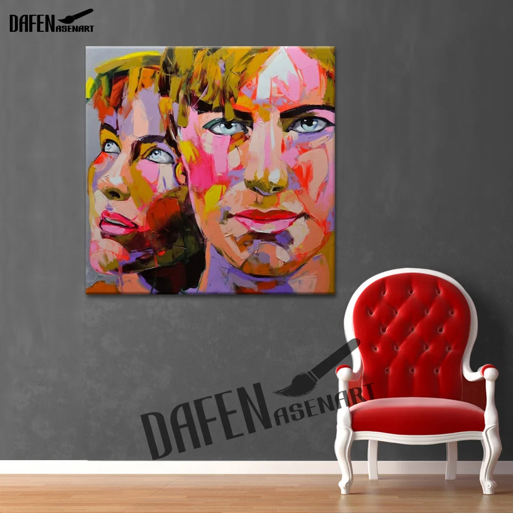 

Lovers Photo - Modern Pop Figure Abstract Picture Canvas Painting Palette Knife Wall Art 100% Handpainted Home Decoration