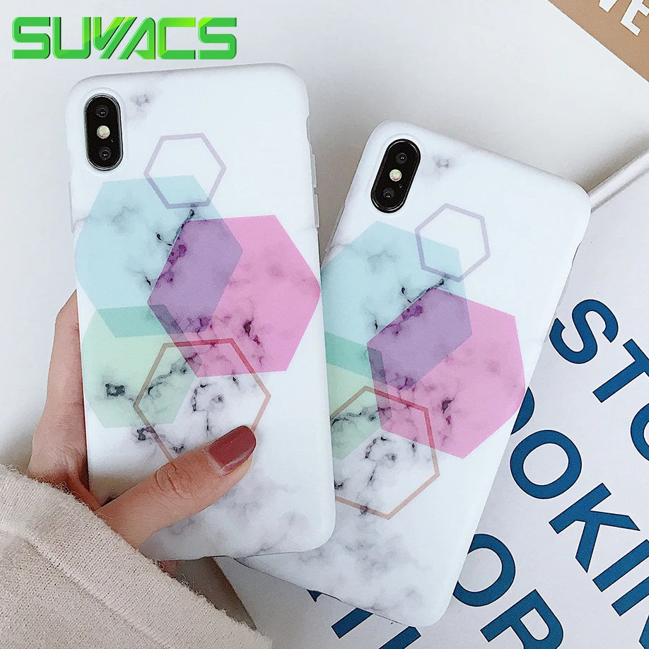 

SUYACS Phone Case For iPhone 6 6S 7 8 Plus X XS MAX XR Hot Cute Diamond Graphic Soft IMD Phone Back Cover Cases Shells Fundas