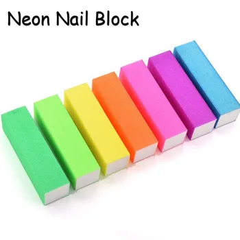 

Free Shipping 24pcs Neon Color Sanding Nail Buffer Fluorescent Grit Nail Block Nail File Manicure Acessories Pedicure Tools