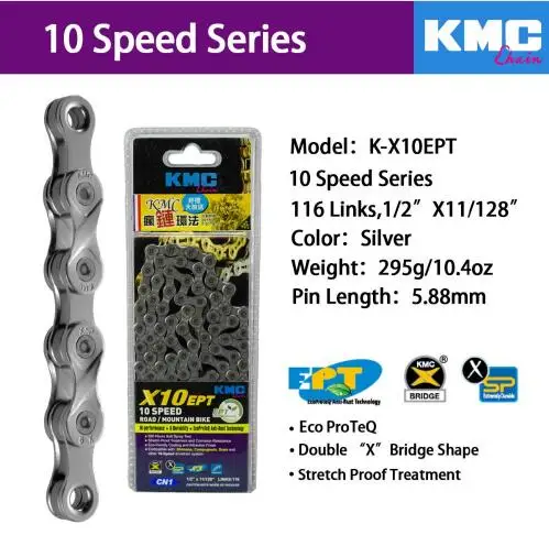 Clearance kmc chain x10 x10sl X10ept x10el x10.93 gold silver chain super light chain mtb road bicycle 1