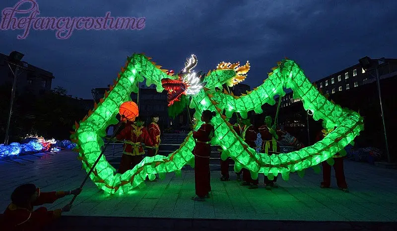 

10m Length Size 3 silk clothes illuminant LED light Chinese DRAGON DANCE ORIGINAL Folk Spring Festival Costume