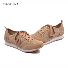 BIAORUINA/женская повседневная обувь; модная обувь; обувь с перекрестной шнуровкой; Женская удобная сетчатая Лодка на плоской подошве; женская повседневная обувь на платформе