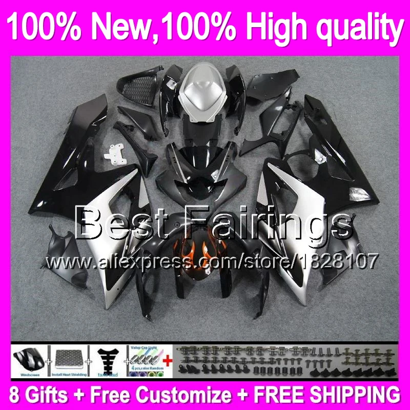 

Fairing For SUZUKI GSXR1000 05 06 Black GSX R1000 88B39 GSX-R1000 05-06 K5 Black silvery GSXR-1000 GSXR 1000 2005 2006 +Decal