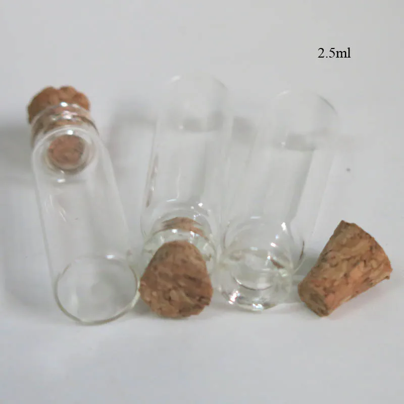 Free Shipping 50 lot 2 5ml Tiny Small Clear Cork Glass Bottles Vials 5 0ml For 2
