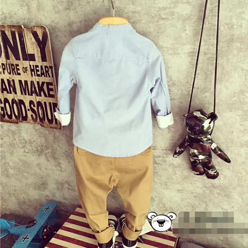 New Fashion 2016 Boys Shirts Pure Color Mandarin Collar Bottom Babys Formal Party Tops Korean Children Clothing Boys Blouse 2-7Y