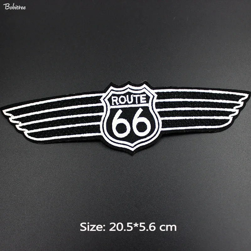 

Big Size Black Route 66 Badges Patches Iron on Embroidered Applique for Clothes Jacket Stickers DIY Patchwork