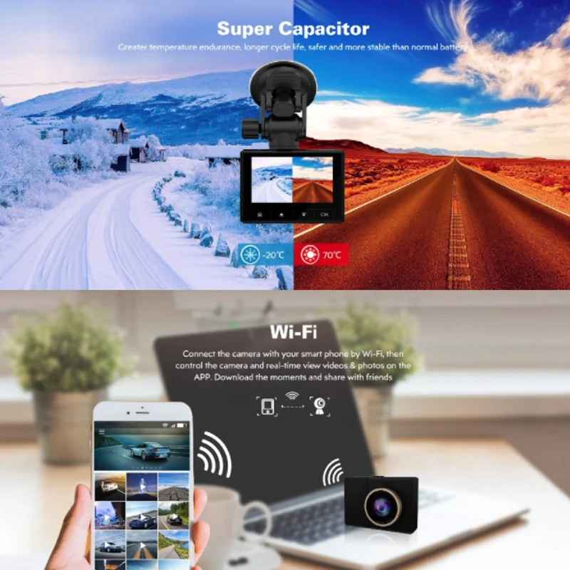 Car DVR Dash Camera G70+ 1080P Full HD Auto Register Car Video Recorder Wifi Camera Car DVR Novatek Chips 140 Degree Wide Angle