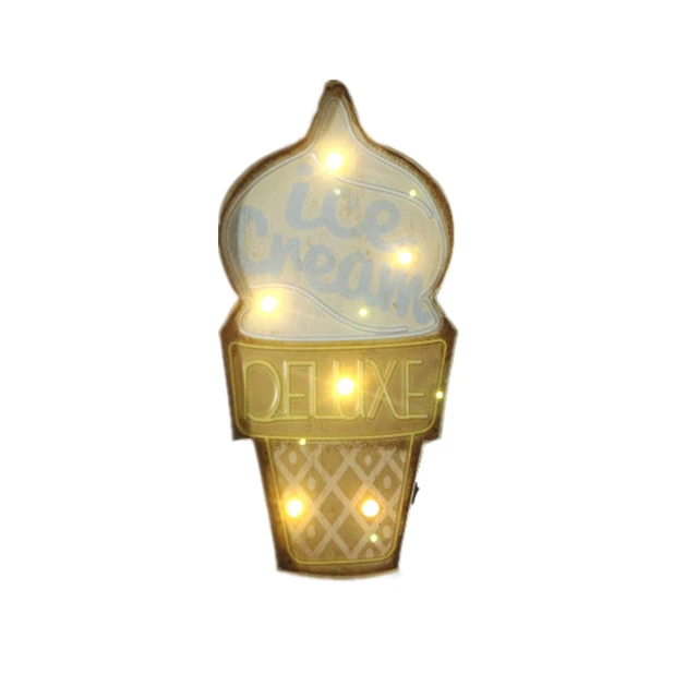 Ice Deluxe Gelateria Advertisement Systems For Bar Cafe House Shop Kitchen Wall Plaque Retro Decorative Metal Led Board