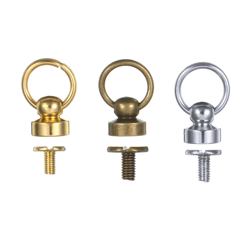 

10pcs Pure Brass Rivet Studs Screw Back Round Head O Ring Spiles Leathercraft Brass Punk Spots 6.5*9*9.5mm