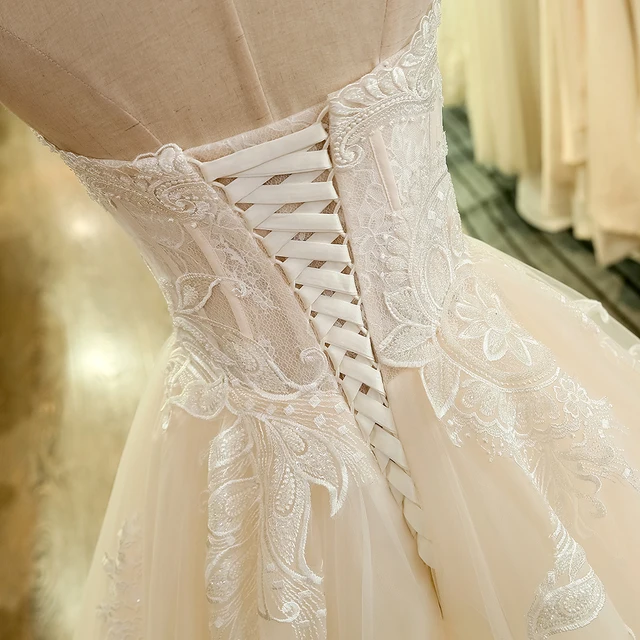 SL-6045 Strapless Vestido De Noiva Wedding Dress 2019 Plus Size Backless Applique Crystal Bridal Wedding Gown 6