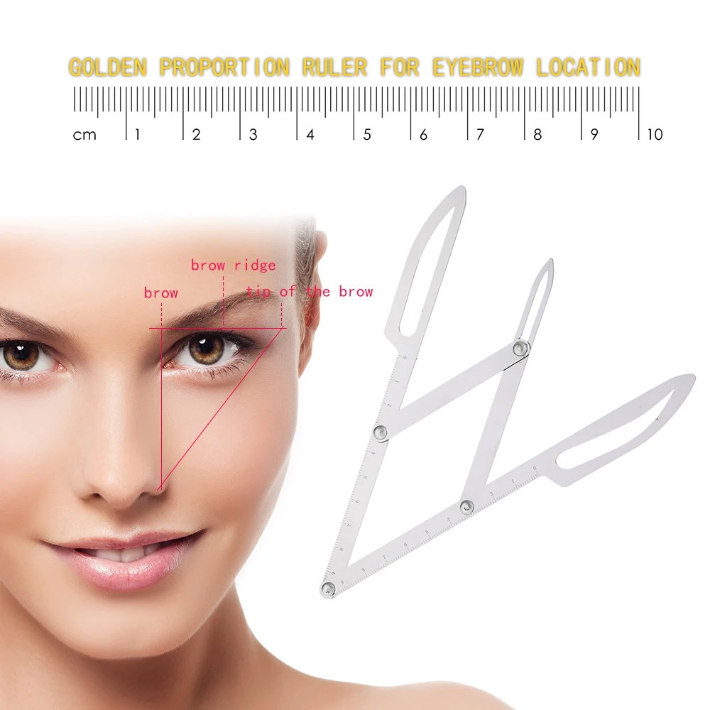 

Accurate Stainess Steel Eyebrow Ruler Tattoo ruler Microblading Stencil Permanent Makeup Gold Ratio Measure Shaping Tattoo tool